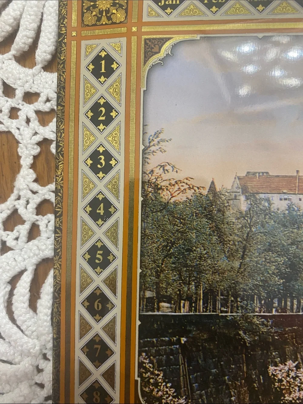 Vintage German Gold Framed Wall Art - Scenic & Script Prints (Gold)